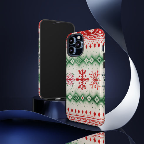 Icelandic Watercolor inspired by Christmas Sweaters - Impact Resistant Phone Case